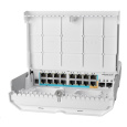 MikroTik Cloud Router Switch CRS318-1Fi-15Fr-2S-OUT, 800MHz CPU, 256MB, 16x10/100 (PoE-in,1x out),2xSFP, vč.L5, venkovní