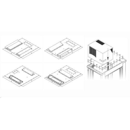 TRITON montážní redukce ke klimatizaci X3 a X4 do hloubky rozvaděče 600 x 1000 mm, černá