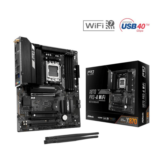 ASRock MB Sc AM5 X870 PRO-A WIFI, AMD X870, 4xDDR5, 1xHDMI, 2xUSB4, WI-FI