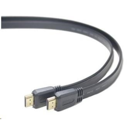 PREMIUMCORD HDMI High Speed + Ethernet plochý kabel, zlacené konektory, 1m