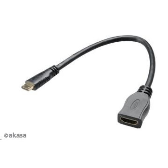 AKASA kabel  redukce HDMI mini na HDMI female, full HD, 25cm