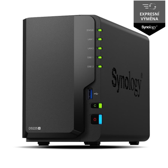 Synology DS225+ DiskStation (4C/CeleronJ4125/2,0-2,7GHz/2GBRAM/2xSATA/2xUSB3.2Gen1/1x2,5GbE/1xGbE)