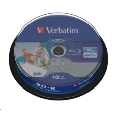 VERBATIM BD-R SL Datalife HTL (10-pack)Blu-Ray/Spindle/6x/25GB Wide Printable