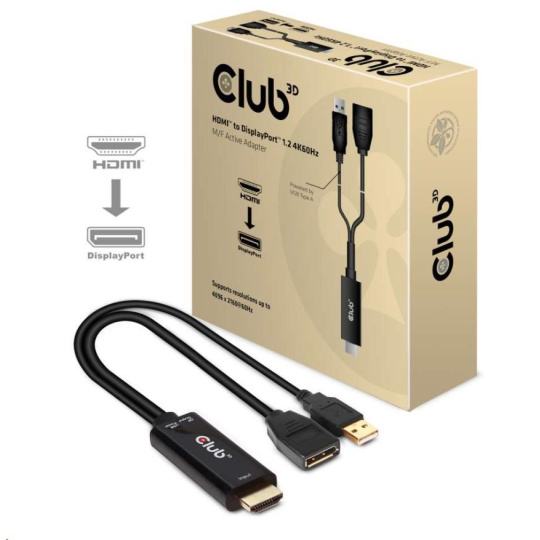 Club3D adaptér aktivní HDMI na DisplayPort 4K60Hz, M/F