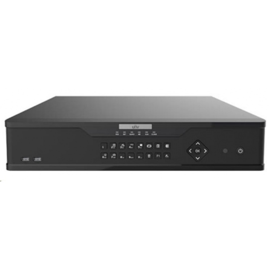 Uniview NVR, 64 kanálů, H.265, 4x HDD, 12Mpix (384Mbps/384Mbps), HDMI+VGA Full HD, (N+1), ONVIF, 3x USB, audio