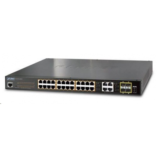 Planet GS-4210-24P4C PoE+ switch 28x 10/100/1000Base-T, 802.3at do 220W, VLAN, SNMP/WEB