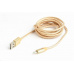 GEMBIRD Kabel USB 2.0 Lightning (IP5 a vyšší) nabíjecí a synchronizační kabel, opletený, 1,8m, zlatý, blister