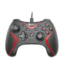 C-TECH gamepad Theon pro PC/PS3, 2 programovatelná makro tlačítka, 2x analog, X-input, vibrační, 1,8m kab