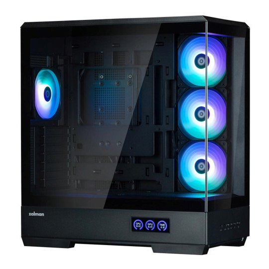 ZALMAN case P50 DS, Mid Tower, ATX, 2xUSB 3.0, 1xUSB-C, 4x 120mm ARGB Fan, Boční display, černá