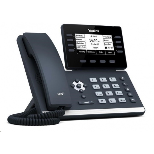 Yealink SIP-T53W IP telefon, 3,7" 360x160 LCD, 21 prog tl.,2x10/100/1000,Wi-Fi, Bluetooth,PoE,12xSIP, 2xUSB,bez adaptéru