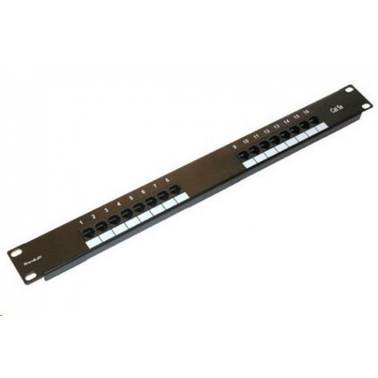 19" Patch panel XtendLan 16port, UTP, Cat5E, 30µm, duální svorkovnice, černý