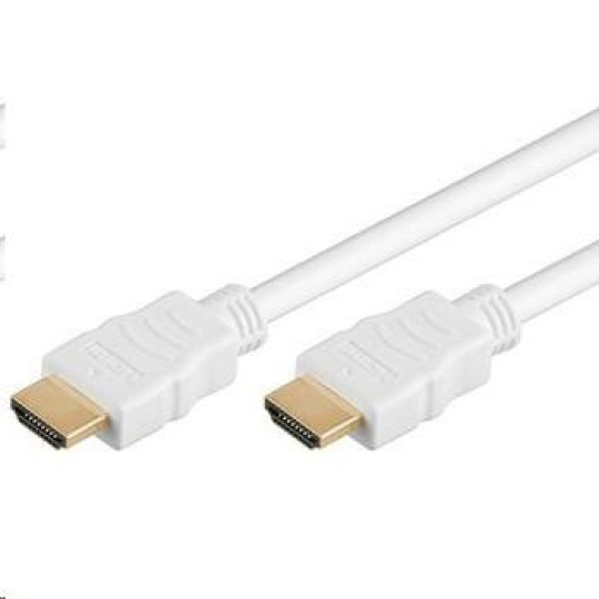 PremiumCord HDMI High Speed + Ethernet kabel,bílý, zlacené konektory, 5m