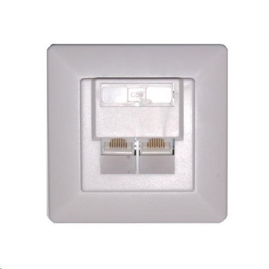 Zásuvka UTP 2x RJ45 Cat5E, duální svorkovnice, pod omítku