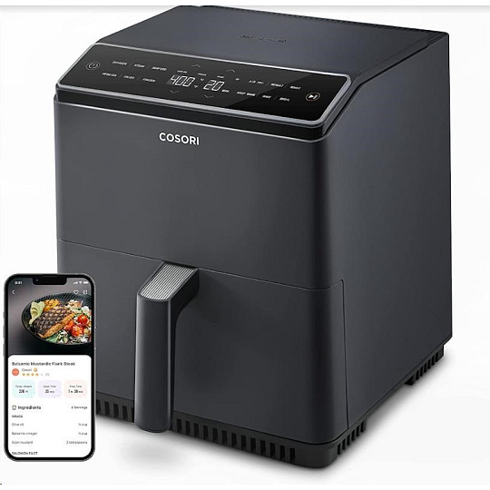 BAZAR - BAZAR - Cosori Dual Blaze 6.4L SMART horkovzdušná  fritéza + 5x špíz a gril. rošt, black - Poškozený obal (Kompl
