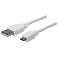 MANHATTAN Kabel propojovací USB 2.0  A Male / Micro-B Male, 1m, bílý