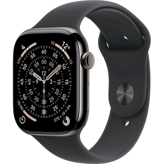 Apple Watch Series 11 GPS + Cellular 46mm Slate Titanium Case with Black Sport Band - S/M Apple Watch Series 11 GPS + Cellular 46mm Slate Titanium Case with Black Sport Band - S/M