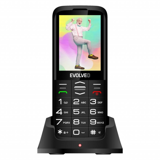 EVOLVEO EasyPhone XO, mobilní telefon pro seniory s nabíjecím stojánkem, černá