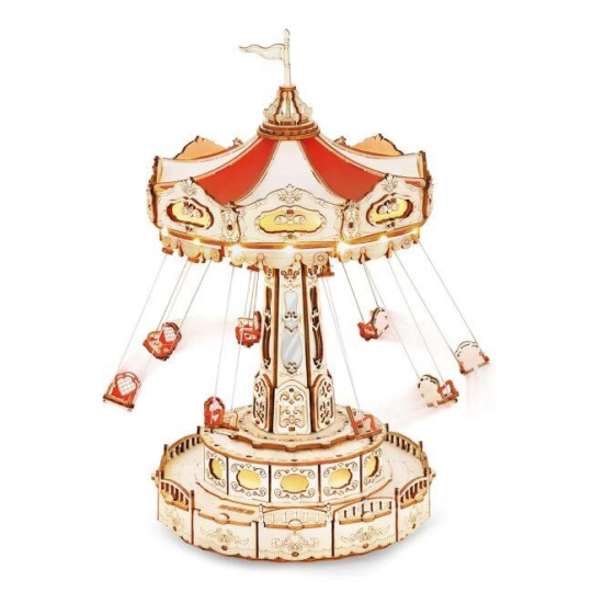 RoboTime 3D skládačka hrací skříňky Řetízkový kolotoč barevný RoboTime 3D skládačka hrací skříňky Řetízkový kolotoč barevný