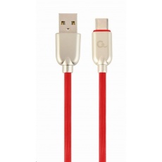 GEMBIRD Kabel USB-A na USB-C kabel (AM/CM), 2m, pogumovaný, červený, blister