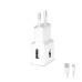 WG - Síťová nabíječka 1x USB-A, Quick Charge 3.0, 5V-9V-12V + kabel USB-A na Micro USB, white