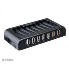 AKASA HUB USB Connect 7FC, 5x USB 2.0, 2 nabíjecí porty USB, externí, s napájecím adaptérem AKASA HUB USB Connect 7FC, 5x USB 2.0, 2 nabíjecí porty USB, externí, s napájecím adaptérem