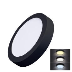 Solight LED mini panel CCT, přisazený, 18W, 1530lm, 3000K, 4000K, 6000K, kulatý, černá barva Solight LED mini panel CCT, přisazený, 18W, 1530lm, 3000K, 4000K, 6000K, kulatý, černá barva