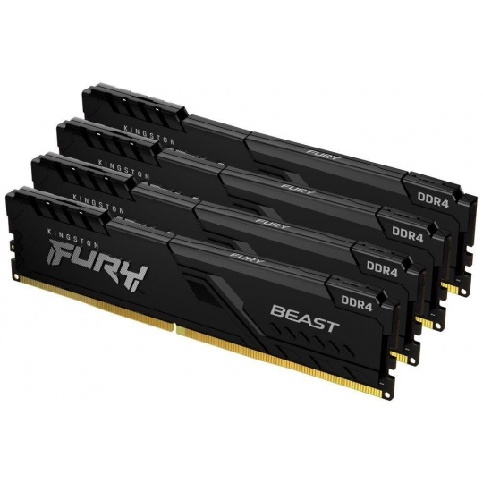 KINGSTON DIMM DDR4 64GB (Kit of 4) 3200MT/s CL16 1Gx8 FURY Beast Černá