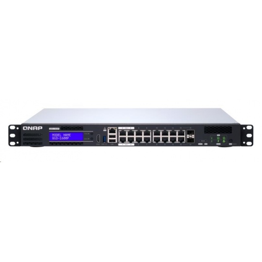 QNAP QGD-1600P-4G (4C/Celeron J4115/1,8-2,5GHz/4GBRAM/2xSATA/3xUSB/14xGbE/2xGbE+SFP/1xUSB3.0/2xUSB2.0/2xPCIe/1xHDMI/PoE)