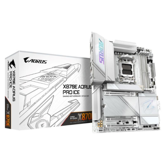 GIGABYTE MB Sc AM5 X870E AORUS PRO ICE, AMD X870, 4xDDR5, 2xHDMI, 2xThunderbolt, WiFi