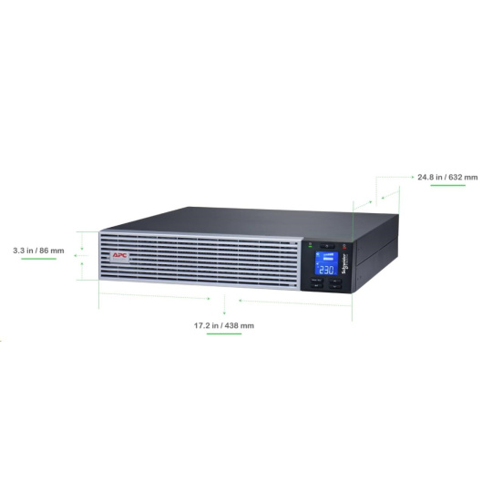 APC Easy UPS On-Line, 3000VA/2700W Li-ion, Rack/Tower 2U, 230V, 6 IEC C13+1 IEC C19 outlets, I.Card Slot,W/ rail kit APC Easy UPS On-Line, 3000VA/2700W Li-ion, Rack/Tower 2U, 230V, 6 IEC C13+1 IEC C19 outlets, I.Card Slot,W/ rail kit