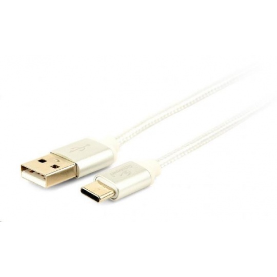 GEMBIRD Kabel USB na USB-C kabel (AM/CM), 1,8m, opletený, stříbrný, blister