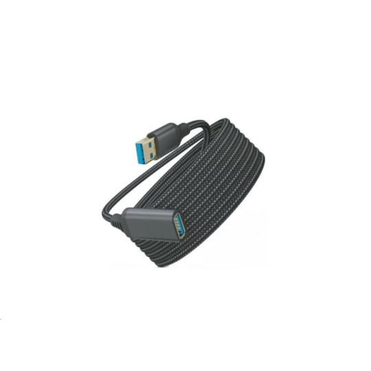 WG Prodlužovací kabel USB-A (male) to USB-A (female) / 1m / nylon braided / black