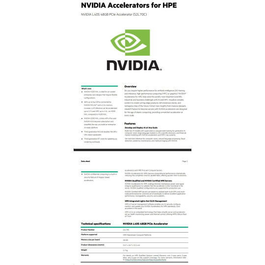 NVIDIA L40S 48GB PCIe Accelerator for HPE RENEW S2L70CR
