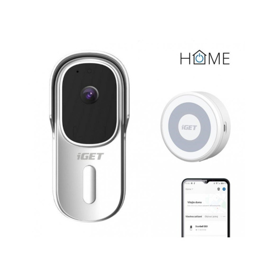 iGET HOME Doorbell DS1 White + Chime CHS1 White