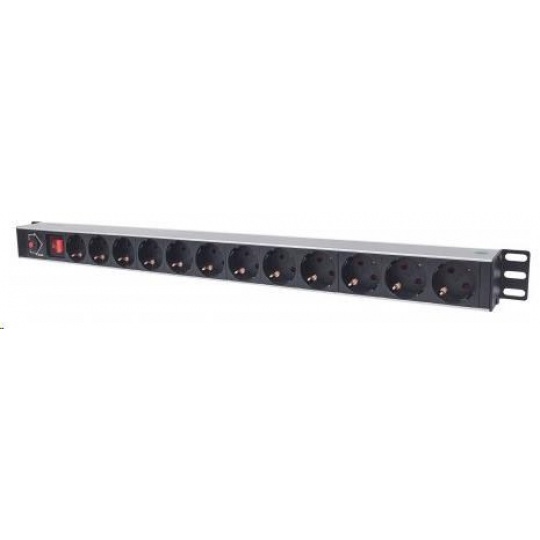 Intellinet Vertical Rackmount 12-Way Power Strip - German Type, rozvodný panel, 12x DE zásuvka, 1.6m kabel