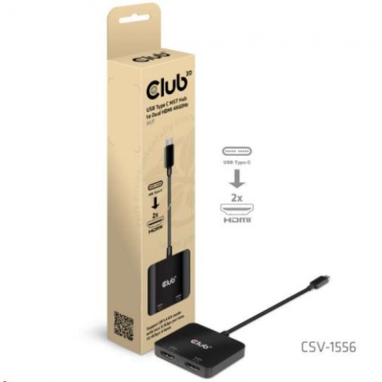 Club3D Video hub MST (Multi Stream Transport) USB-C 3.2 na HDMI 2.0, Dual Monitor 4K60Hz