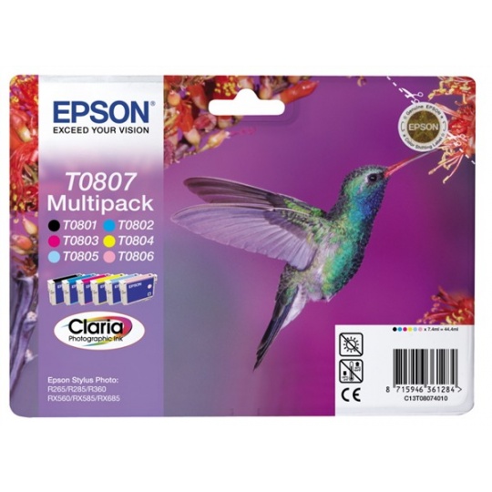 EPSON ink čer+bar CLARIA Stylus photo "Kolibřík" R265/ RX560/ R360 - multipack