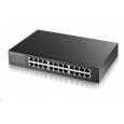 Zyxel GS1900-24E 24-port Desktop Gigabit Web Smart switch: 24x Gigabit metal, IPv6, 802.3az (Green), fanless, rack kit