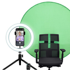 TRUST Kruhové Světlo + Green Screen Maku+ 2-in-1 Streaming Kit