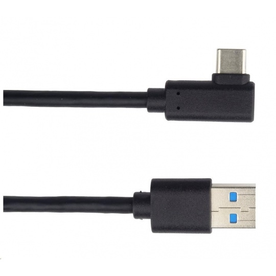 PREMIUMCORD Kabel USB typ C/M zahnutý konektor 90° - USB 3.0 A/M, 3m