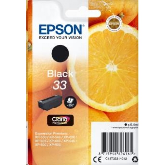 EPSON ink čer Singlepack "Pomeranč" Black 33 Claria Premium Ink