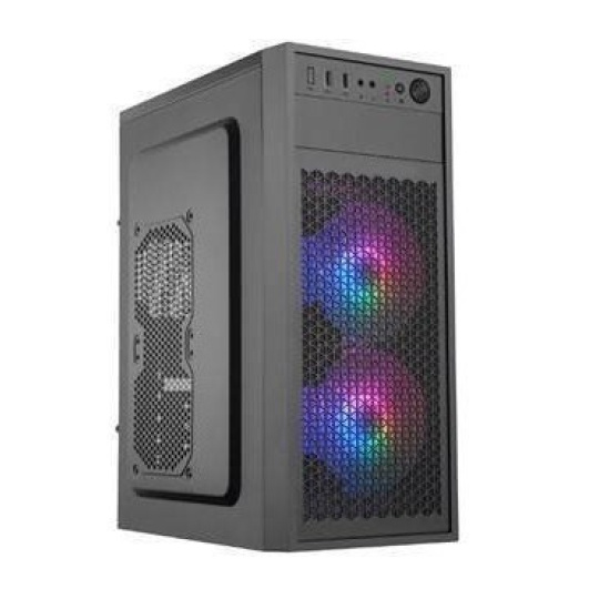 EUROCASE skříň ML N6-530B, ATX, 2x USB-A, 1x USB-C, 2x 120mm ARGB Fan, černá