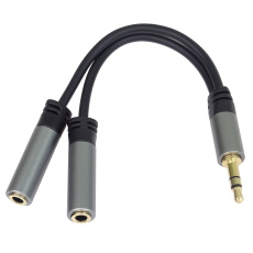 PremiumCord rozdvojka HQ 3,5mm Jack Male - 2x Jack Female 15cm PremiumCord rozdvojka HQ 3,5mm Jack Male - 2x Jack Female 15cm