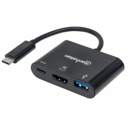 MANHATTAN multifunkční převodník z USB 3.1 type C Male na HDMI, USB 3.0 A a USB C Females