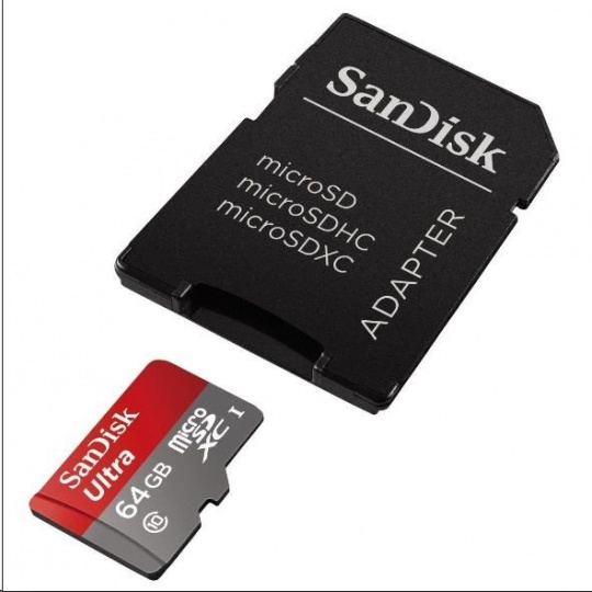 SanDisk MicroSDXC karta 64GB Ultra (80MB/s, Class 10, Android) + adaptér