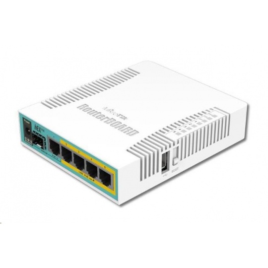 MikroTik RouterBOARD hEX PoE, 800MHz CPU, 128MB RAM, 5xGLAN, USB, PoE 802.3at, USB, SFP,  vč. L4