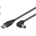 PREMIUMCORD Kabel USB 2.0 A-B propojovací 1m - zahnutý B konektor 90°