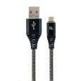 GEMBIRD Kabel USB 2.0 AM na MicroUSB (AM/BM), 2m, opletený, černo-bílý, blister, PREMIUM QUALITY