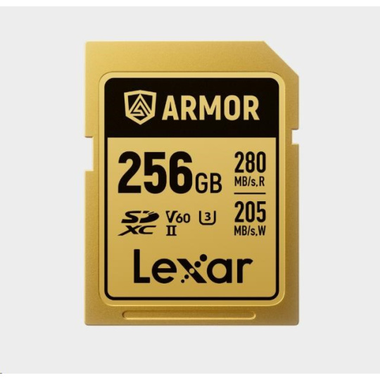 Lexar SDXC ARMOR Gold UHS-II U3, Stainless Steel, IP68 R280/W210 (V60) 256GB