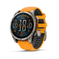 Garmin fenix® 8 – 47 mm, AMOLED, Sapphire, Titanium s Orange/Graphite silikonovým řemínkem, EU